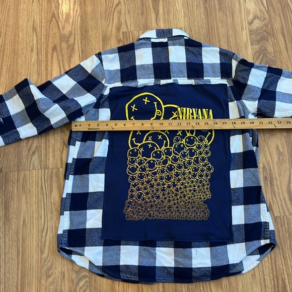 Nirvana Flannel Shirt upcycled unisex Size Medium M - Picture 5 of 7
